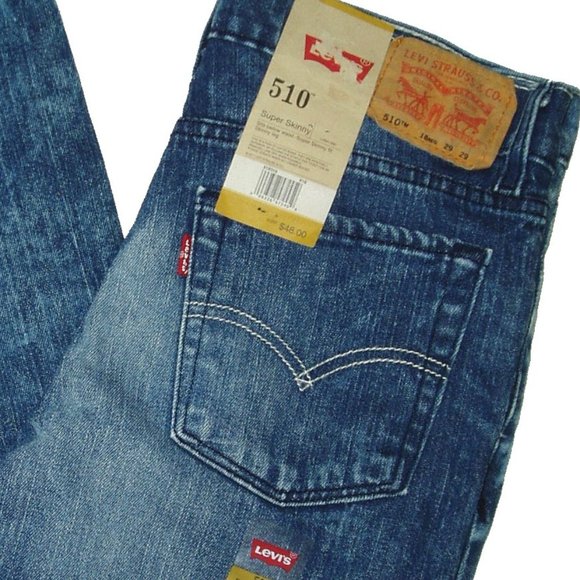 Boys Blue Jeans Faded Super Skinny Fit Levis 510 Youth 18 R Pants Trousers - Picture 3 of 12